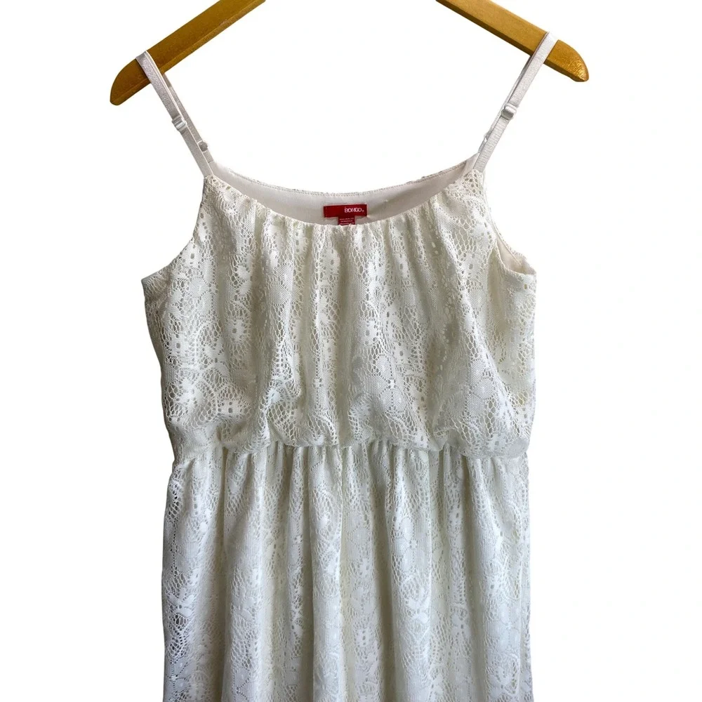 Bongo Womens Cream White Lace Maxi Dress Elastic Waist Boho‎ Cottagecore Large